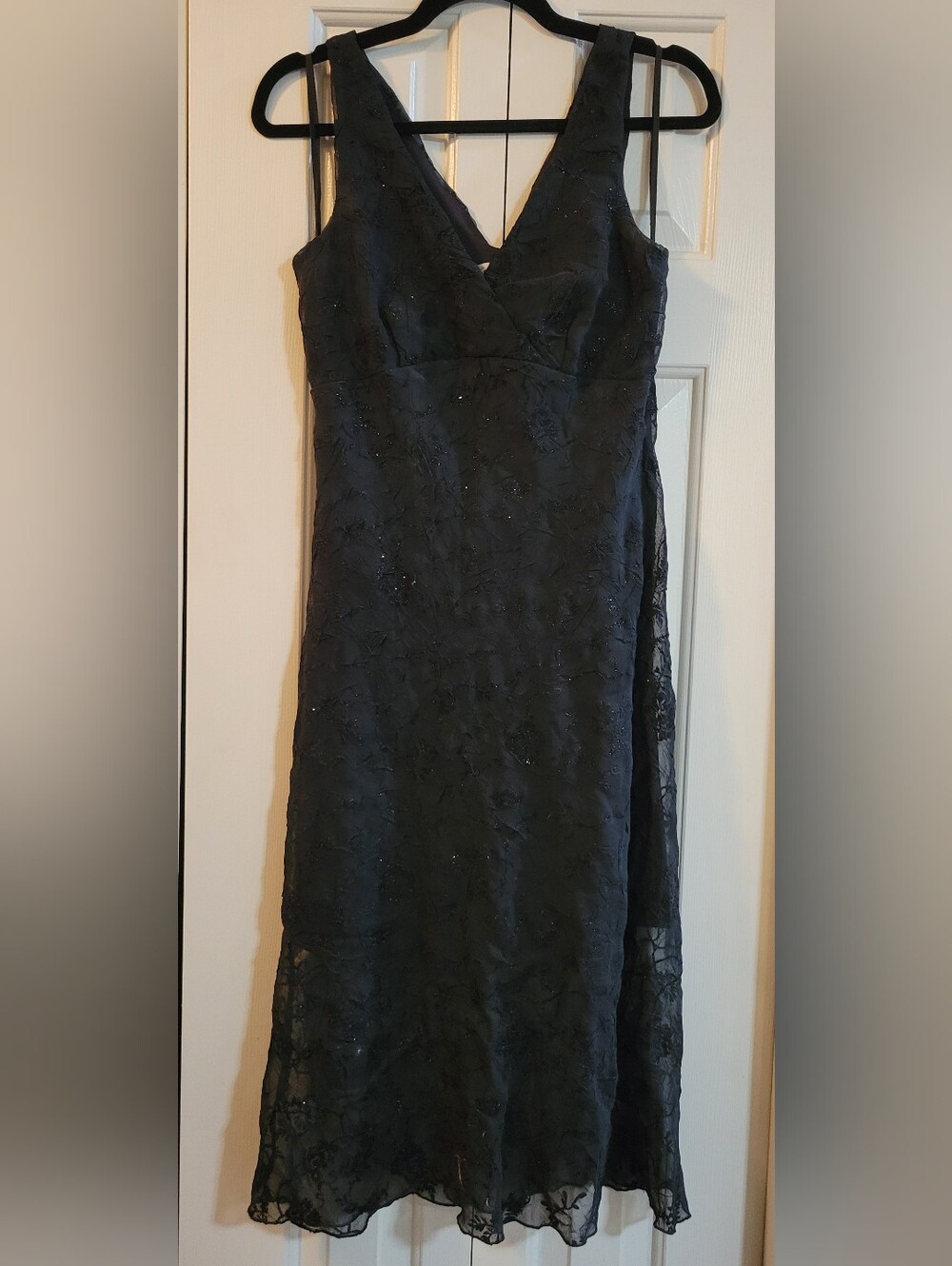 Vintage Black Dress with Sparkly Floral Accents